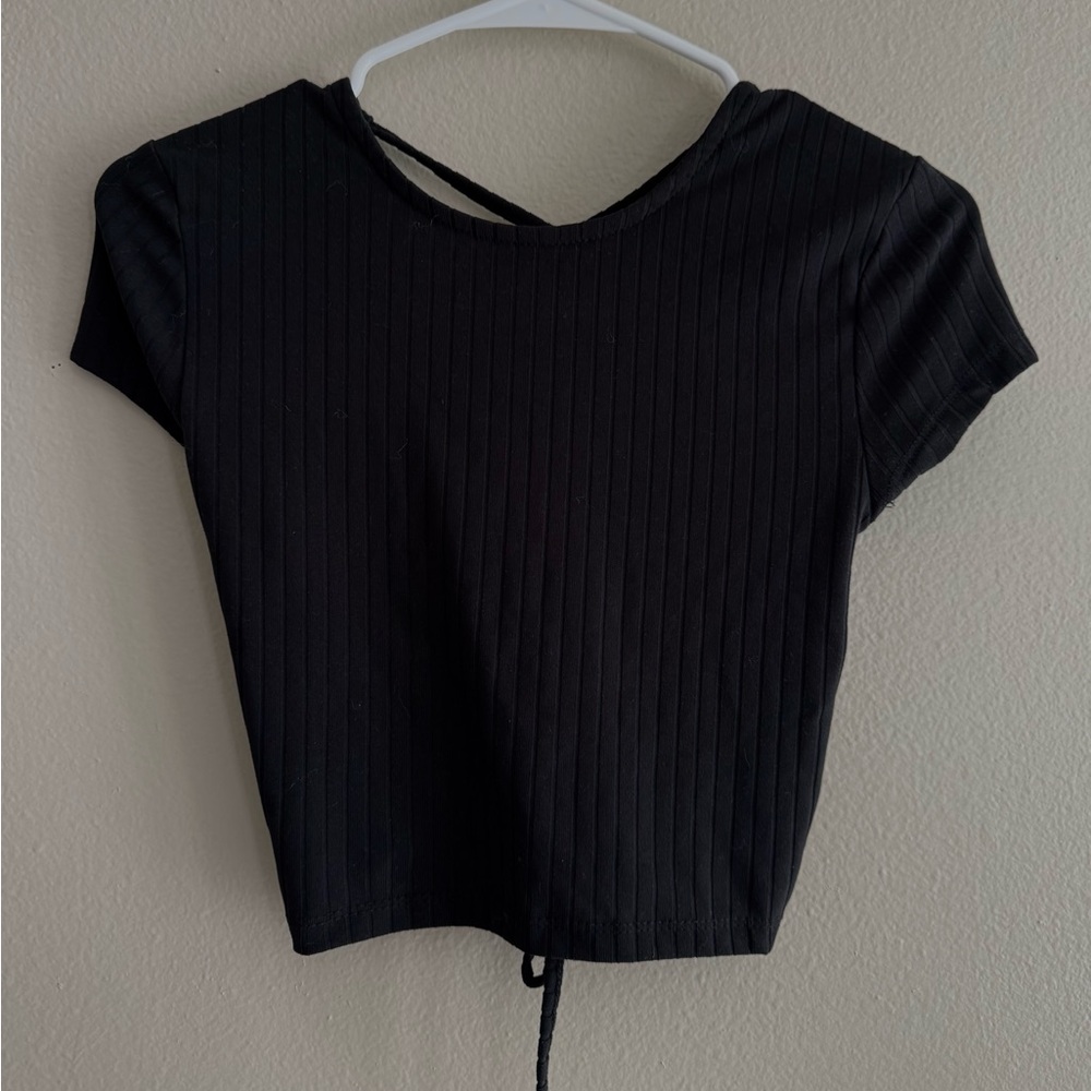 Black Ribbed Women's Crop Top